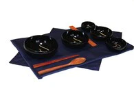 Facet-Rim Lacquer-style Oryoki Set with Scraper - Image 3