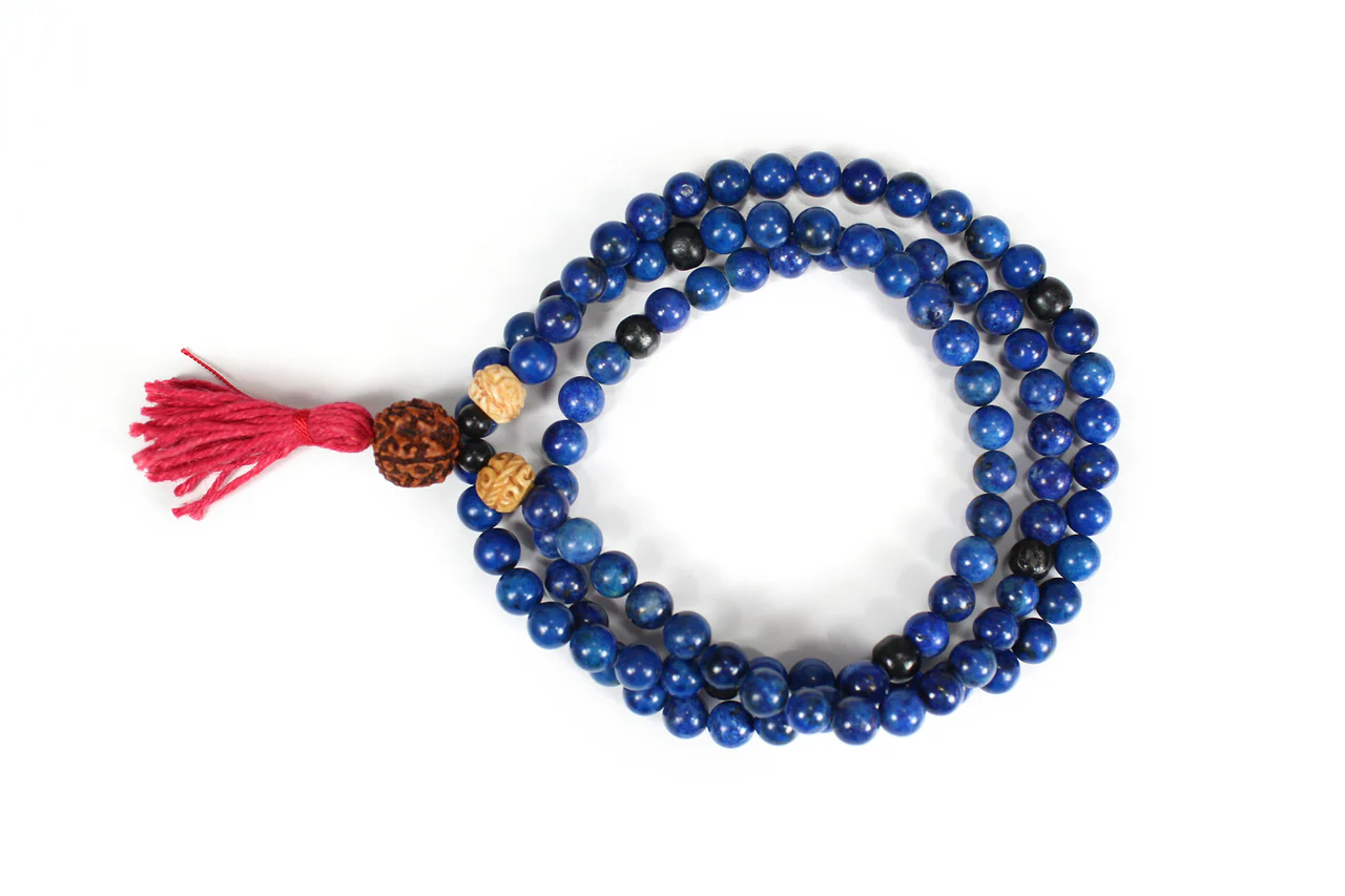 Lapis Lazuli and Rudraksha Full Mala - Image 3