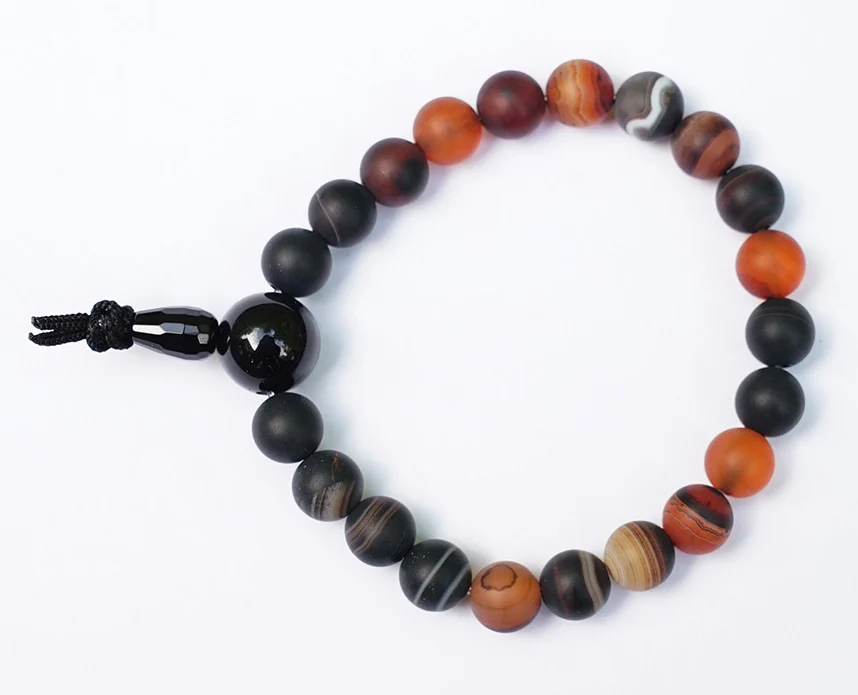 Matte Black & Red Sardonyx Agate Wrist Mala