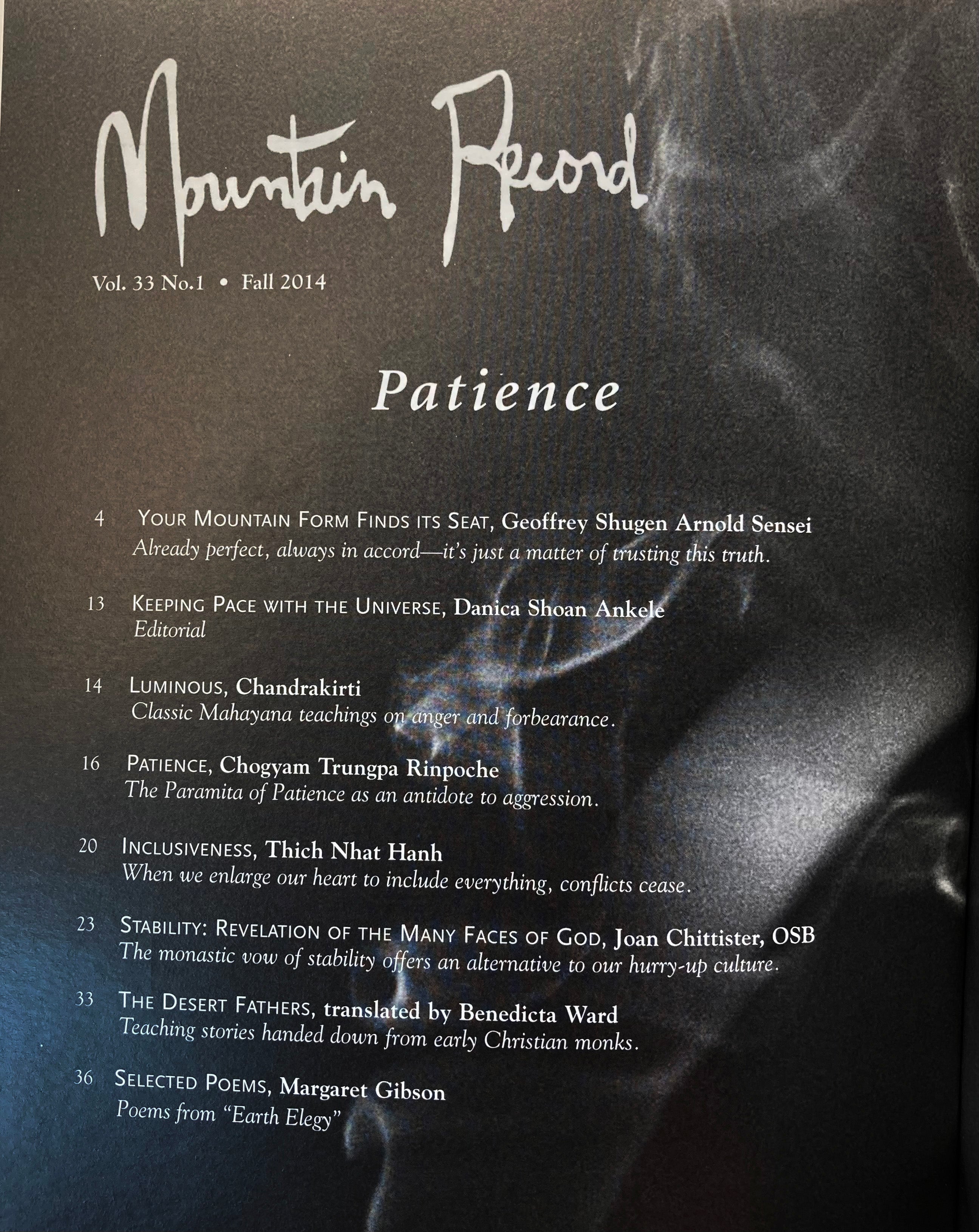 Patience - Mountain Record, Vol. 33.1, Fall 2014 - Image 2
